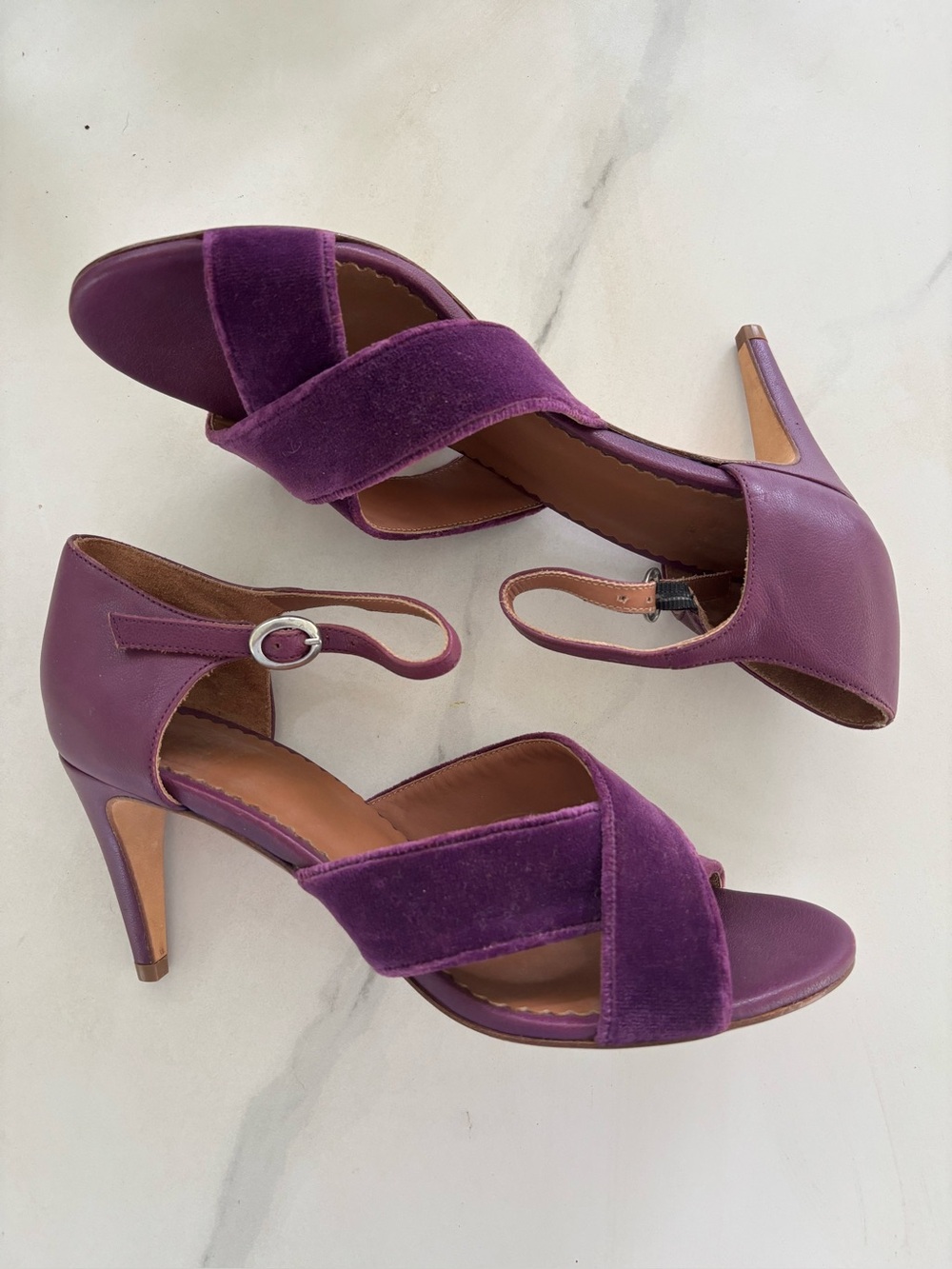 Missoni Purple Velvet Heels Sandals Ankle Strap Crisscross Euro 40